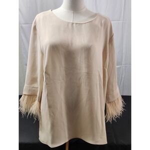 Ann Taylor Feather Cuff 3/4 Sleeve Blouse Top Size 14 NWT